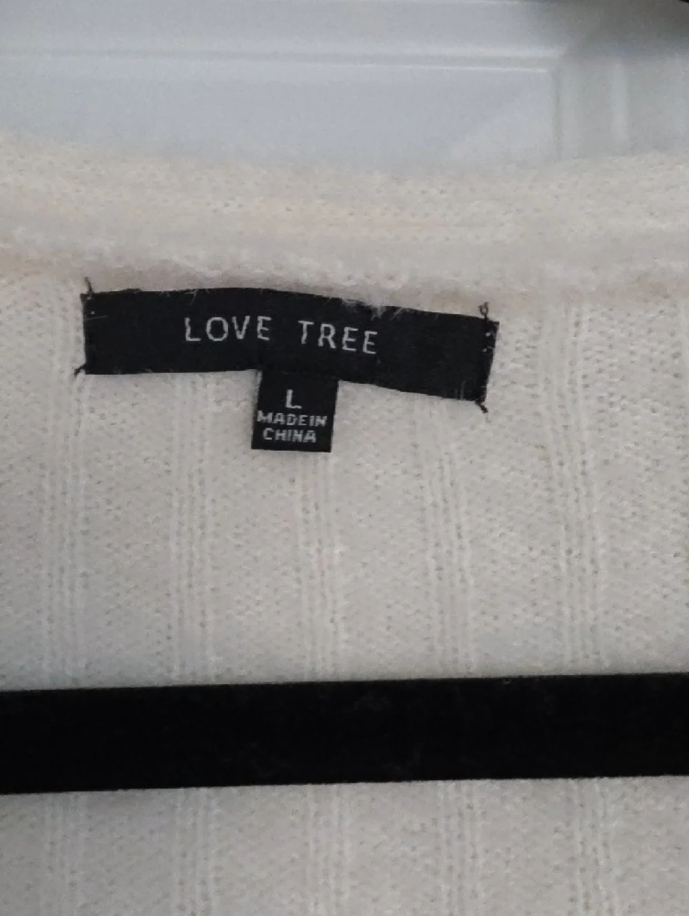 Love Tree Cream Open-Front Ribbed Cardigan - Picture 2 of 3